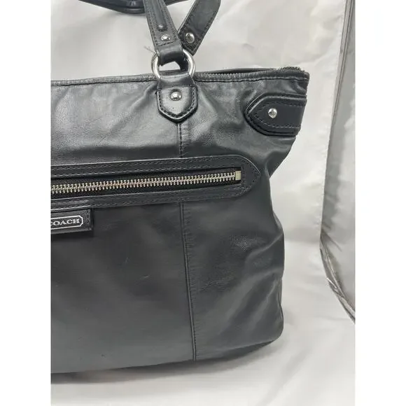 Vintage Coach Daisy Emma F23973 Black Leather‎ Shoulder Bag Tote 16"x12" - Picture 3 of 16